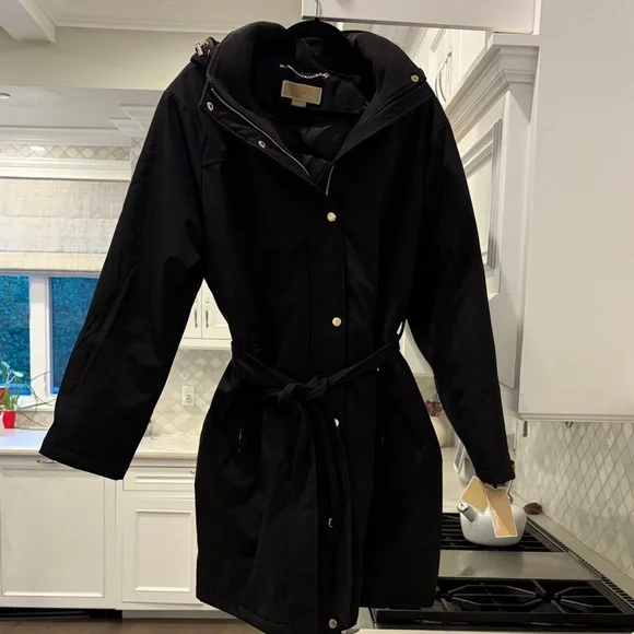 Michael Kors Black Trench Coat with Belt - Picture 1 of 11